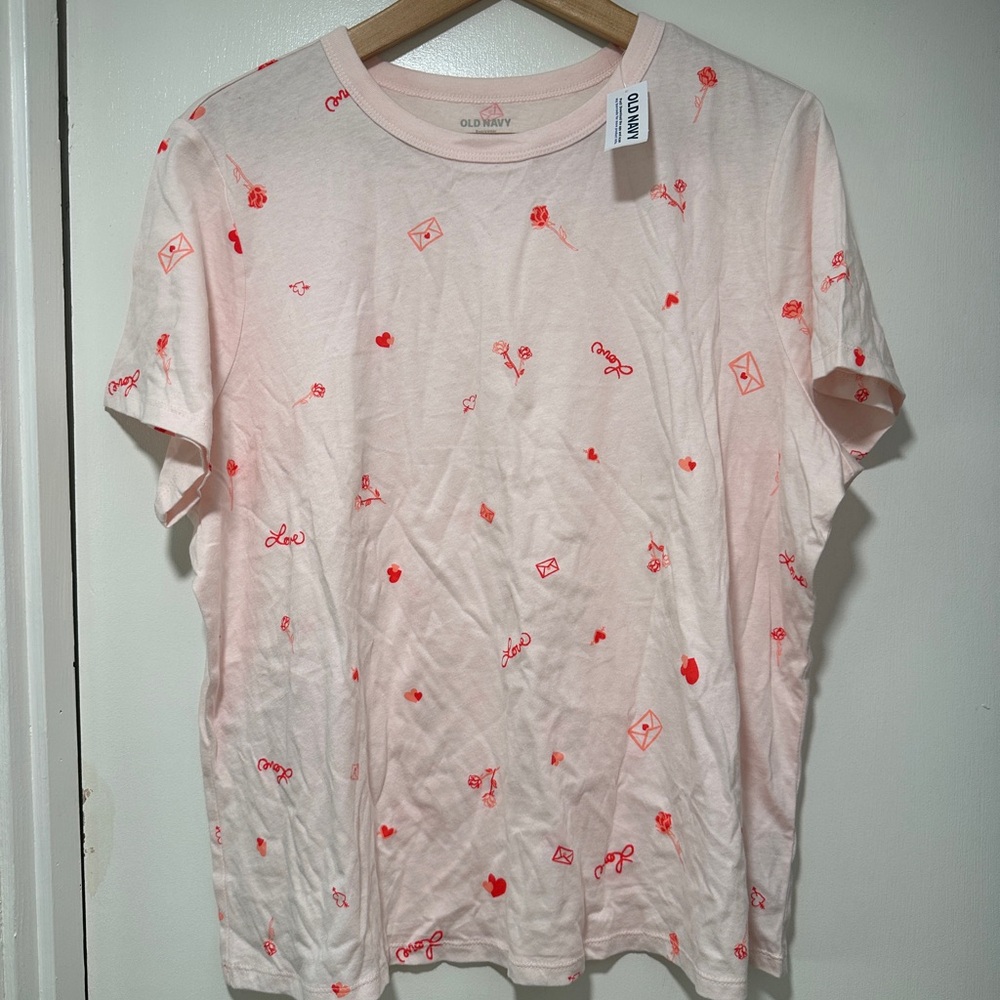 Old Navy Light Pink Tee with Red Accents